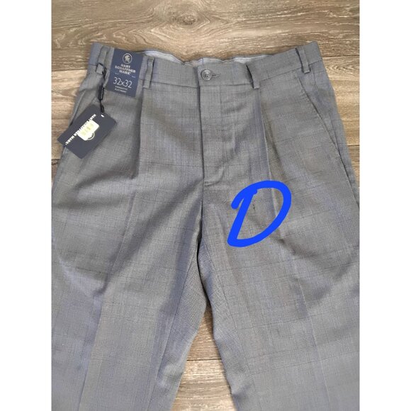 Hart Schaffner Marx Straight fit Pants Mens Wool Pleated Front 32/32 Gray - Picture 2 of 8